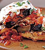 Grilled Chicken and Eggplant Stacks with Fire-Roasted Tomato Sauce