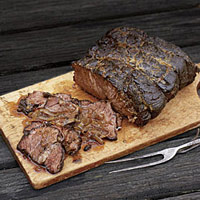Barbecue-Braised Bourbon Beef with Mustard Glaze